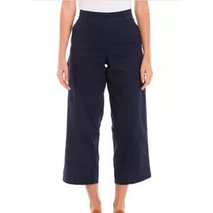GLORIA VANDERBILT Wide Leg Tummy Control  Crop Pants Sz 8‎ Navy Blue Pull On NWT